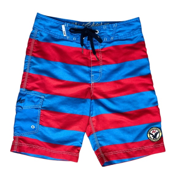 EUC American Eagle Outfitters Red and Blue Stripes Board Shorts - Picture 1 of 9